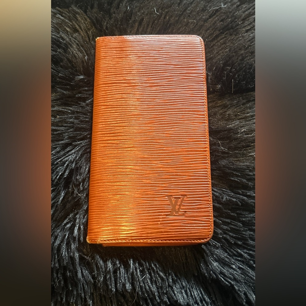 Louis Vuitton Orange Epi Leather Checkbook Long Wallet